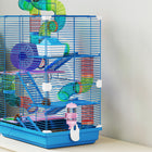 PawHut - Cage pour hamster à 5 niveaux, transporteur d’animaux portable - bleu foncé-La porte avant permet un accès facile à votre hamster 
