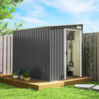 Outsunny - Abri de rangement extérieur adossé 5 pi x 7 pi avec kit de fondation-Entrez et sortez facilement grâce aux portes coulissantes qui économisent de l'espace  
