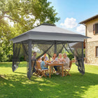 Outsunny - Tente gazébo auvent instantané 12 pi l x 12 pi L - Gris foncé-Le verrou central facilite l’ouverture et la fermeture du auvent pliant