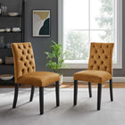 Modway - Duchess Performance Velvet Chaises de salle à manger Ensemble de 2 - Cognac-Rembourrage en mousse dense pour le confort