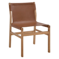Modway - Sonora Cuir Fauteuil d’appoint de salle à manger - Chestnut Tan-Cadre en bois de teck