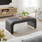 Modway - Koda Performance Velvet Ottoman de la cascade - Brass Storm Grey-Socle métallique