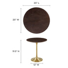 Modway - Lippa Rond de 20 po Bois Table d’appoint - Noyer cerise doré-Placage en grain de bois et plateau de table en MDF