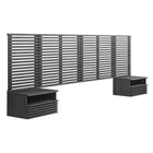 Modway - Render Fixation murale Tête de lit King et tables de chevet modernes - Fusain-Ensemble de tête de lit et de table de nuit