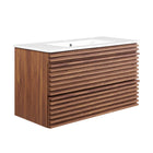 Modway - Render Support mural de 36" Vanette de salle de bain - Blanc noyer-Matchs non inclus