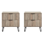 Manhattan Comfort - DUMBO Table de nuit moderne 2 tiroirs 51 cm - Gris rustique - Lot de 2-Moderne-contemporain avec une touche de glamour - Table de nuit pour chambre et salon, lot de 2