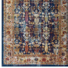 Modway - Entourage Jessa Treillis floraux vintage vieillis Tapis de comédie 8 pi l x 10 pi L - Bleu Orange Jaune Rouge-Résistant aux taches / Facile à nettoyer