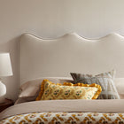 Modway - Athena Velours de performance résistant aux taches Tête de lit King Size, Amande-Cadre en mélange de bois