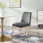 Modway - Amplify Base de traîneau Performance Velvet Fauteuil d’appoint de salle à manger - Gris or-Tissu résistant aux taches