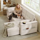 HOMCOM - Canapé-lit gigogne avec ports USB et rangement pour chaise longue - beige-Convient pour la maison, la location, le dortoir ou le bureau à domicile, optimise chaque mètre carré 