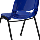 Flash Furniture - Chaise coquille bleue, empilable et ergonomique de la série HERCULES avec cadre noir, capacité de 880 lb-Les trous de drainage du siège et le dossier ventilé facilitent le séchage