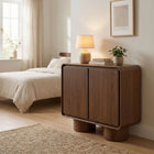Modway - Lumo 2 portes Bois Armoire d’accent - Noyer-Glissières de plancher ajustables