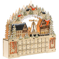 HOMCOM - Calendrier de l'Avent lumineux avec 24 tiroirs de compte à rebours-Le design du village de Noël crée une atmosphère de fête 