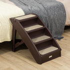 PawHut - Escalier pour chien pliable portable à 4 niveaux - brun foncé-Se plie facilement et peut être rangé lorsqu'il n'est pas utilisé 