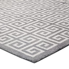 Modway - Freydis Clé grecque Tapis de 5 pi l x 8 pi L - Blanc et gris clair-Microfibre 100% polyester