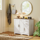 HOMCOM - Buffet moderne 40 po avec tiroirs et portes de rangement - blanc-Comprend des kits anti-basculement pour une fixation murale sécurisée et une sécurité accrue pour la famille