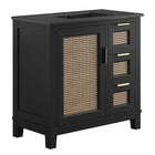 Modway - Dixie 36" Solide Armoire à coiffeuse de salle de bain - Noir noir-Bois d’acajou massif