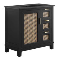 Modway - Dixie 36" Solide Armoire à coiffeuse de salle de bain - Noir noir-Bois d’acajou massif
