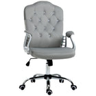 Vinsetto - Chaise de bureau à domicile réglable avec fonction d’inclinaison - gris-Design chic de style français, dossier capitonné orné de boutons en cristal
