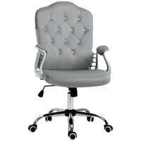 Vinsetto - Chaise de bureau à domicile réglable avec fonction d’inclinaison - gris-Design chic de style français, dossier capitonné orné de boutons en cristal