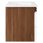 Modway - Render Fixation murale de 30" Vanette de salle de bain - Blanc Noyer Blanc-Tiroirs à extension complète
