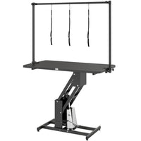 PawHut - Table de toilettage hydraulique pour chien 43 po L, table de toilettage pour animaux-Réglage hydraulique de la hauteur sans effort de 22,8 po à 38,6 po (58-98 cm) 
