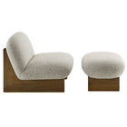 Modway - Loyal Tissu Boucle Chaise d’accent et ensemble ottoman - Noyer de River Rock-Assemblée requise