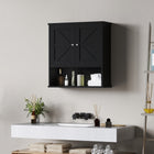kleankin - Armoire murale de salle de bain style ferme - noir-Comprend une armoire avec porte et une étagère ouverte pour ranger et exposer les objets du quotidien