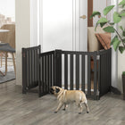 PawHut - Barrière pliante pour chien à 4 panneaux avec porte - noir-Comporte quatre panneaux fixés ensemble avec des charnières 