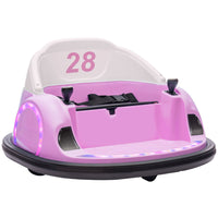 Qaba - Voiture tamponneuse 12V pour tout-petits avec rotation à 360 degrés, télécommande - rose-La rotation à 360° permet des mouvements avant et arrière pour des manœuvres amusantes 