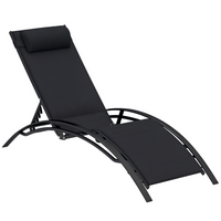 Outsunny - Chaise longue inclinable de patio avec dossier réglable - noir-Fabriqué à partir d'un mélange de textilène sur une structure en aluminium pour plus de durabilité et de solidité