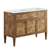 Modway - Elysian 48" Meuble de salle de bain à double lavabo - Brun blanc-Vanité de salle de bain moderne