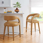 Modway - Pinnacle Cuir végane Tabouret de comptoir - Tan Silver - Ensemble de 2-Rembourrage en mousse dense