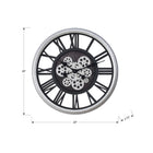 Monarch Specialties - Horloge - 20 po Rond - Mécanisme D'Engrenage - Horloge Murale - Noir - Argent - Transitionnel-Le design numérique romain, facile à lire, est doté d'une surface en verre transparent et d'un cadre en plastique gris durable