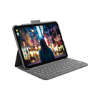 Logitech - Étui clavier Slim Folio pour iPad A16/ 10.9" (10e génération) - Anglais - Gris Oxford-Compatibilité: iPad (10e génération et A16). Modèles: A2696, A2757, A2777, A3162, A3354, A3355, A3356