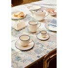 Casa Domani - Café Tasse Bleue Coupe 370 ml - Lot de 6-Bord peint à la main avec motif embossé délicat