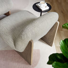 Modway - Loyal Tissu Boucle Chaise d’accent et ensemble ottoman - Chêne perlé-Cadre et pieds en bois de frêne