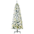 HOMCOM - Sapin de Noël artificiel 6' enneigé pré-illuminé avec lumières - vert-Arbre de Noël artificiel de 6 ft dans un style d'arbre réaliste 