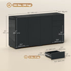 HOMCOM - Buffet latéral à haute brillance 55,1 po L avec 2 tiroirs - noir-Étagère amovible dans le petit placard pour un espace de rangement personnalisé 