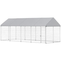 PawHut - Chenil pour chien d’extérieur 19,7 pi x 7,5 pi x 7,9 pi avec toit, loquet sécurisé-Conception de tube télescopique à installation rapide 
