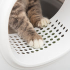 PawHut - Bac à litière pour chat, bac ouvert avec tunnel anti-sable - blanc-Couleur : Blanc, gris clair 