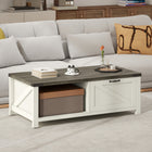 HOMCOM - Table basse style ferme avec étagère de rangement pour salon - blanc-Matériau : panneau de particules