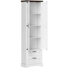 HOMCOM - Armoire de garde-manger de cuisine style ferme 71 po - blanc-Comprend une grande armoire et deux tiroirs profonds pour un espace de rangement généreux 