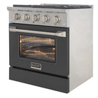 Kucht - 30 po Série KNG Cuisinière Pro Style au gaz naturel - Acier inoxydable/Gris ciment-Allumage électronique avec rallumage automatique réduisant les risques de fuites de gaz pour plus de sécurité