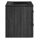 Modway - Render Support mural de 24" Vanette de salle de bain - Noir charbon-Tiroirs à extension complète