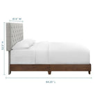 Modway - Rhiannon Touffe de diamant Tissu rembourré Lit Queen, Noyer beige-Tissu polyester doux et durable