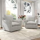 Ebello - Kandyn Fauteuil tonneau pivotant 29,7 po rembourré rayures douces coussin amovible, bleu-10