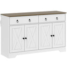 HOMCOM - Buffet 47,6 po L avec rangement - blanc-Grand espace de rangement avec deux armoires et deux tiroirs pour contenir les fournitures quotidiennes 