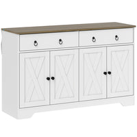 HOMCOM - Buffet 47,6 po L avec rangement - blanc-Grand espace de rangement avec deux armoires et deux tiroirs pour contenir les fournitures quotidiennes 