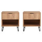 Manhattan Comfort - DUMBO 20,07" Table de nuit moderne 1 tiroir - Brun doré - Lot de 2-Moderne-contemporain avec une touche de glamour - Table de nuit pour chambre et salon, lot de 2